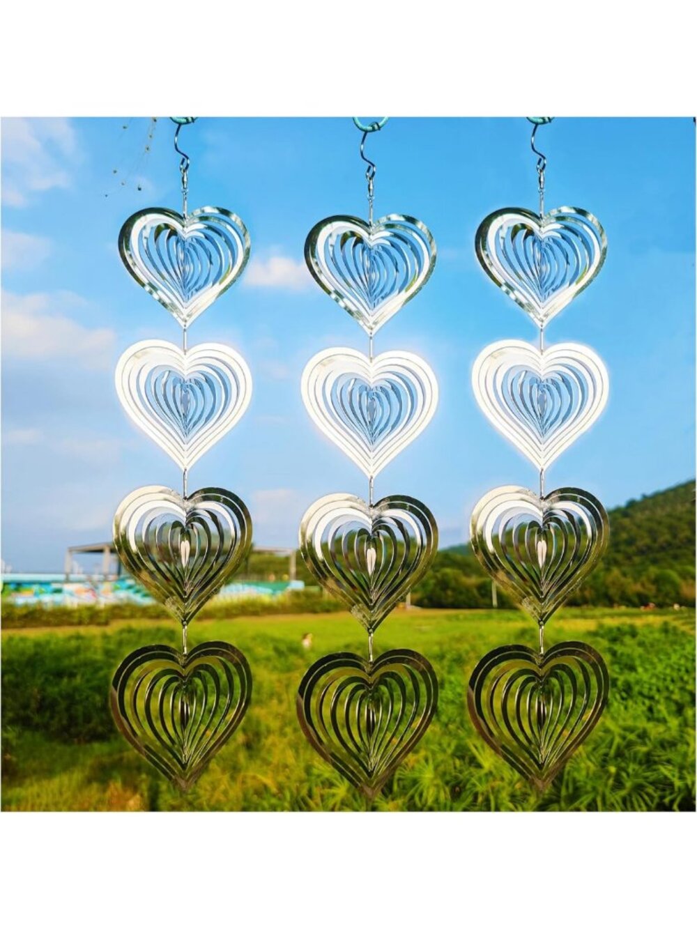 Reflective Bird Scare Discs Set - Double-Sided Metal Wind Spinners for Garden